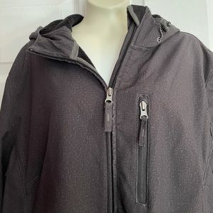 Black faux fur lined winter coat